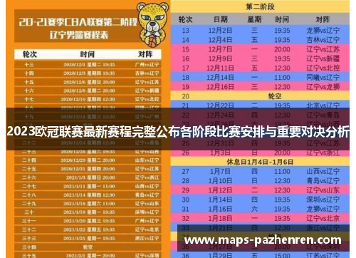 2023欧冠联赛最新赛程完整公布各阶段比赛安排与重要对决分析